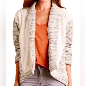 Anthropologie Saturday Sunday Gray & Ivory Moelleux‎ Sherpa Cardigan Jacket XS